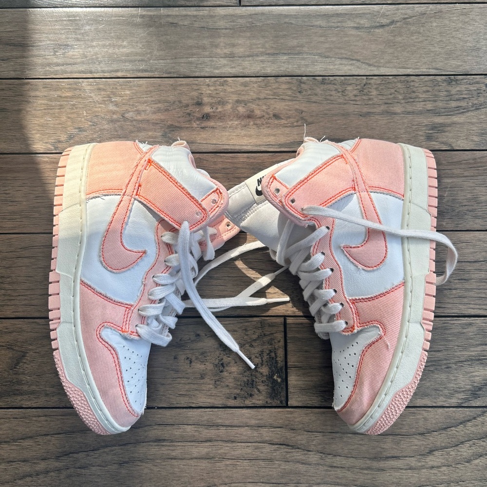 Orange & White High-Top Sneakers - Nike Dunk Style